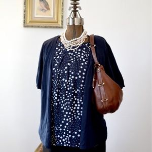 Navy polka-dot TOP w/ Attached Sweater  CJ Banks